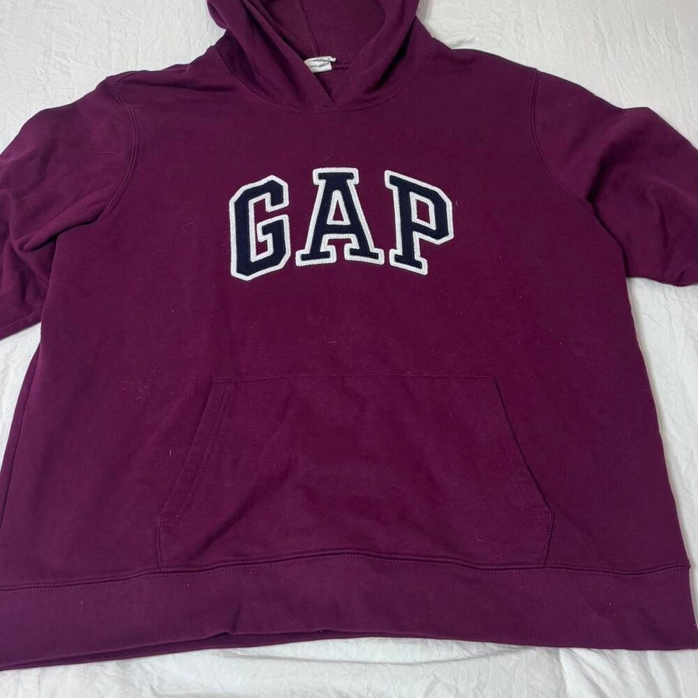 GAP Women's Burgundy Wine Purple Unisex Vintage Pullover White XLarge Hoodie